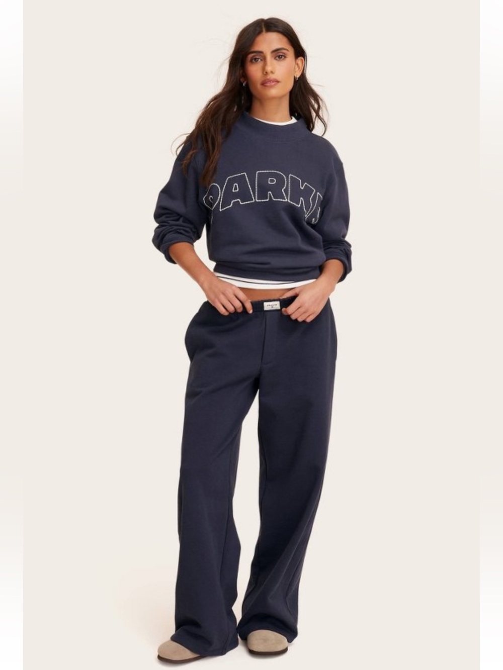 Parke x Target Women's High-Rise Boxer Sweatpants in Navy Blue
